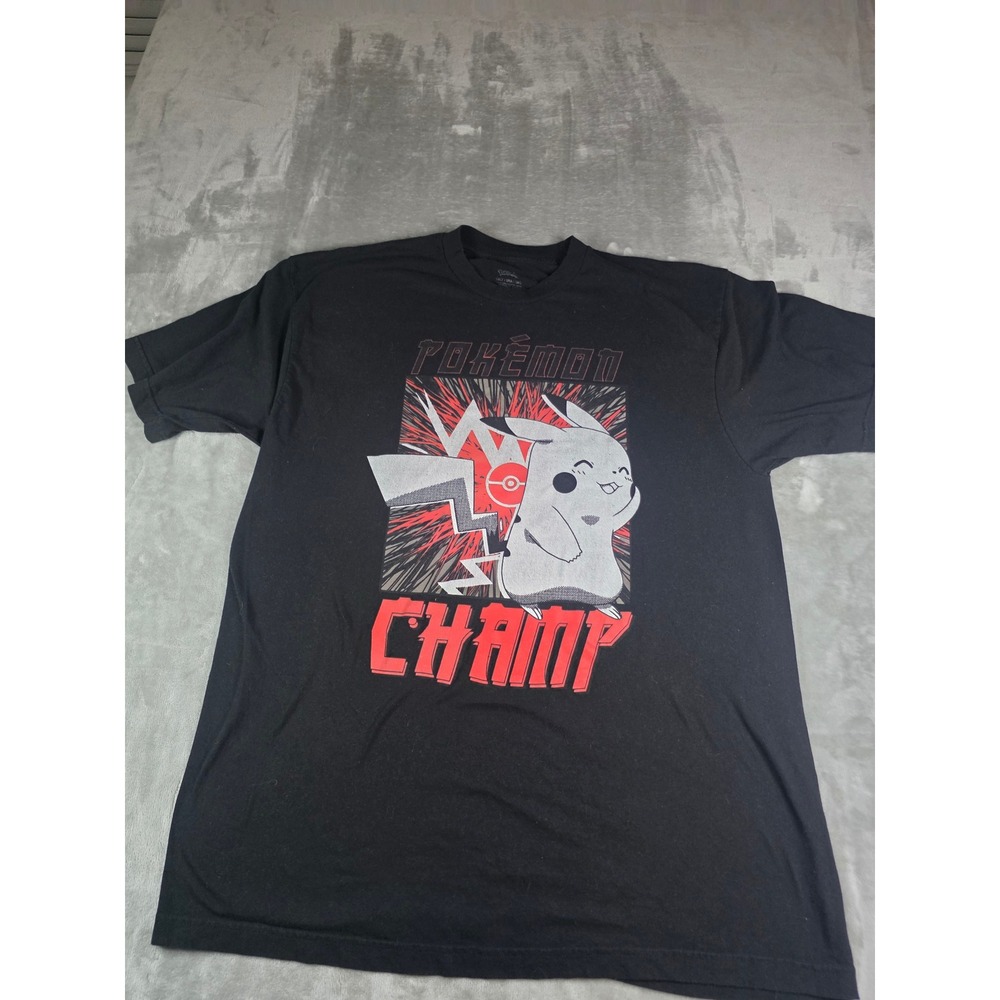 Pokemon Pikachu Champ T-Shirt Mens 3XLT Black Graphic Short Sleeve Tee